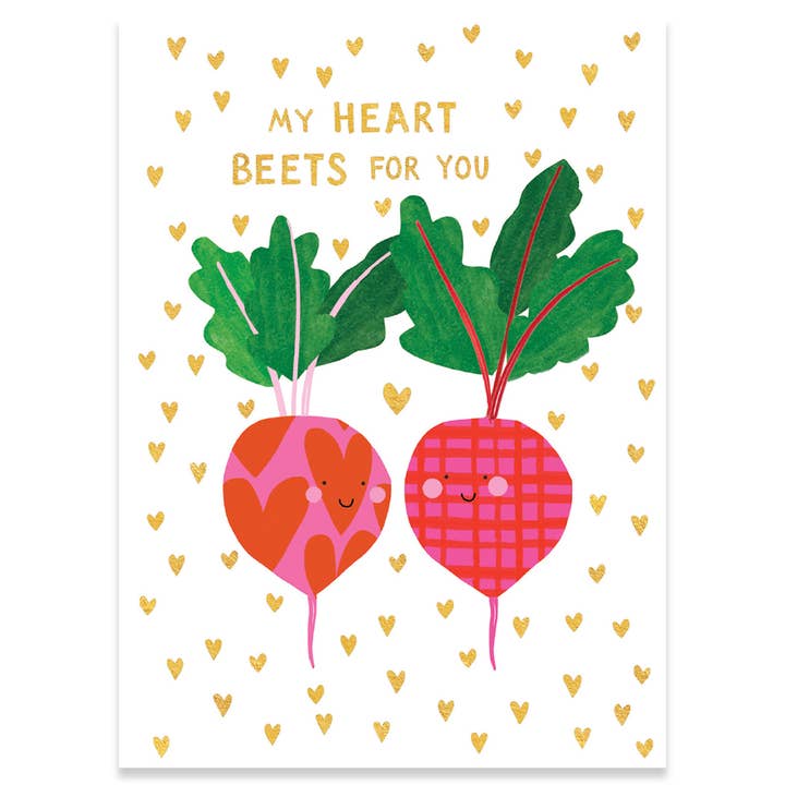 MY HEART BEETS FOR YOU | CARTE VALENTINE'S DAY CARD for wholesale by Calypso Cards LLC