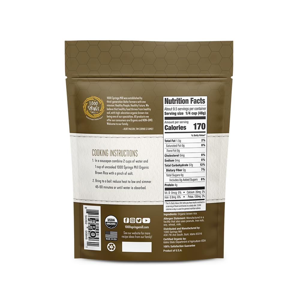 1000 Springs Mill - Wholesale Rice - 16 oz. Organic Brown Rice (12Pack!!!)1
