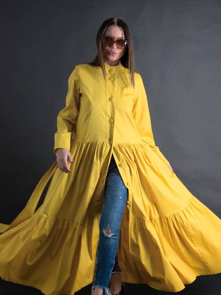 Kaftan com folhos longos KIM por atacado de EUG fashion