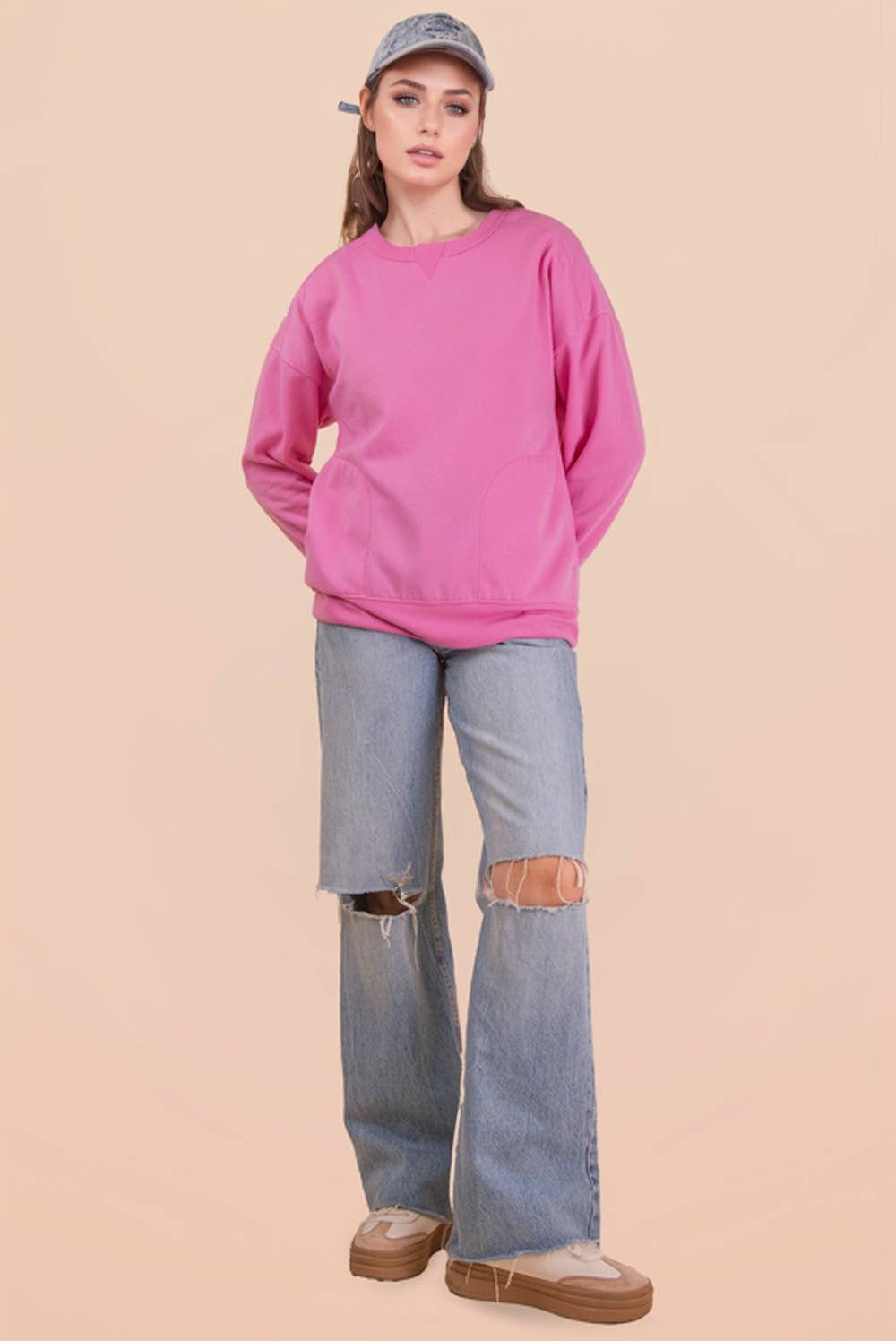 VERY J - Wholesale Knit Top - Women's - NT12385-Oversized Casual Comfy Solid Knit Top9