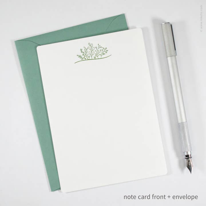 Inkello Letterpress - Wholesale Stationery/Notecard Set - Flat Note Card Set with Green Sprouting Plants (#502)2