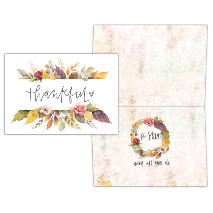 Crown Point Graphics - Wholesale Stationery/Notecard Set - Floral Banners -15 boxed notecards and envelopes