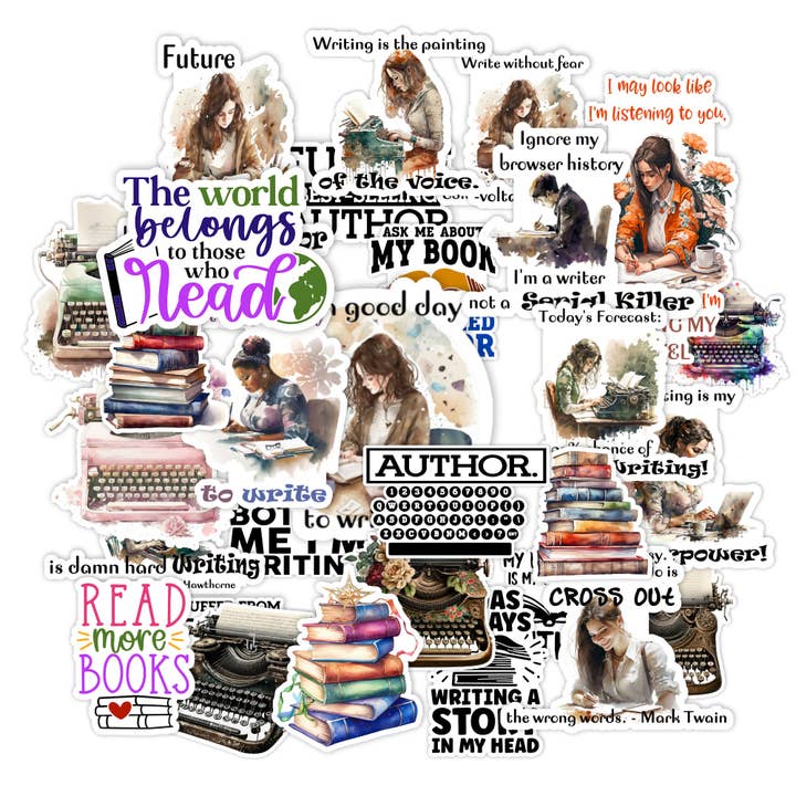 10 PCS Handmade Stickers Vinyl Writers Authors Decal Journaling Scrapbooking Planner for wholesale by Blue Morning Expressions