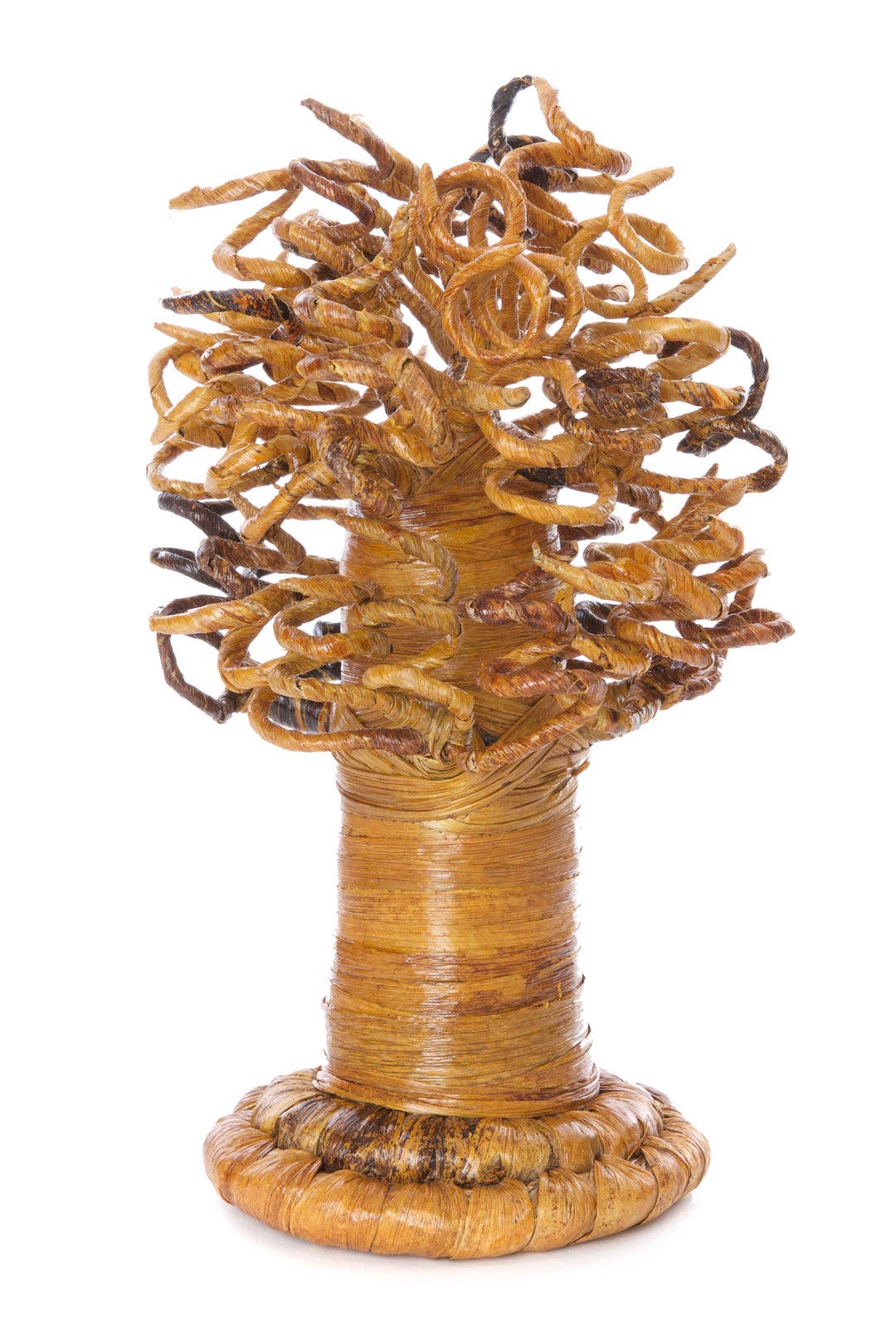 Swahili | AFRICAN MODERN - Wholesale Decorative Tabletop Object - Medium Curly Banana Fiber Baobab Tree Sculpture0