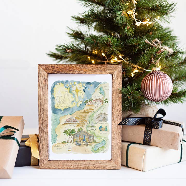Elizabeth Wade Studio - Wholesale Art Print - Joy to the World Nativity Watercolor Story Map Print