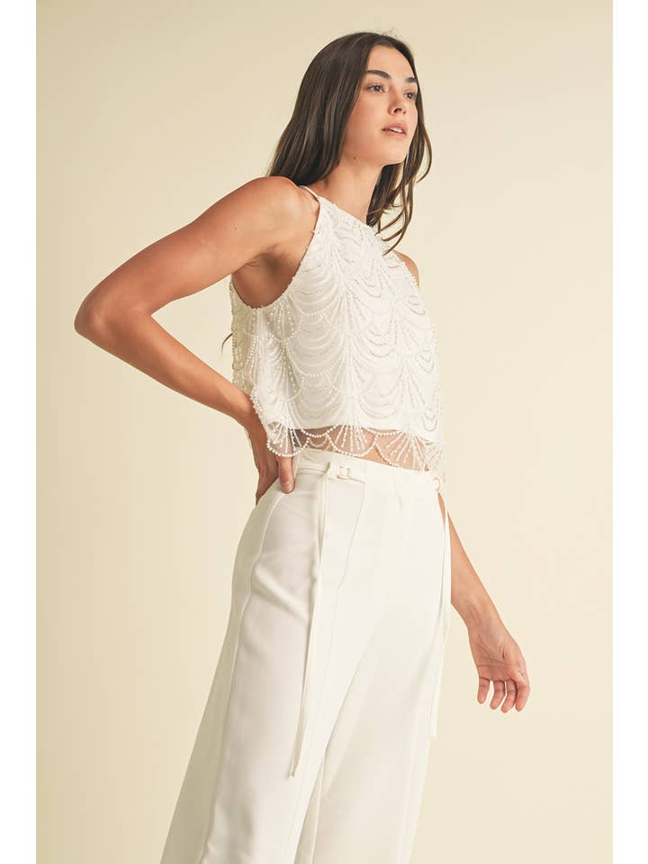 White Mermaid embellished Top for wholesale on Faire5