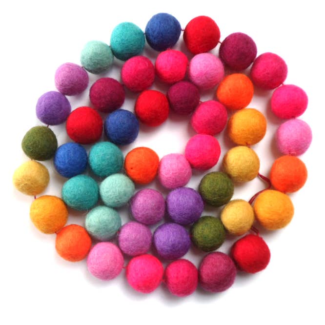 Felt ball string rainbow colours for wholesale by Koseli Handmade
