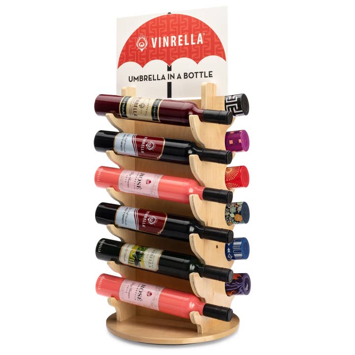 Vinrella - Wholesale Retailer Display Stand/Case - Display 300-C Rotating, holds 12 bottle umbrellas