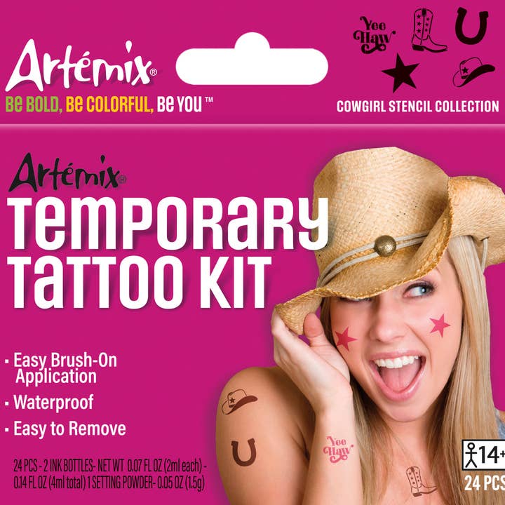 Kit de tatouage temporaire Artémix 24 pièces : Cowgirl pour la vente par Artemix Body Art