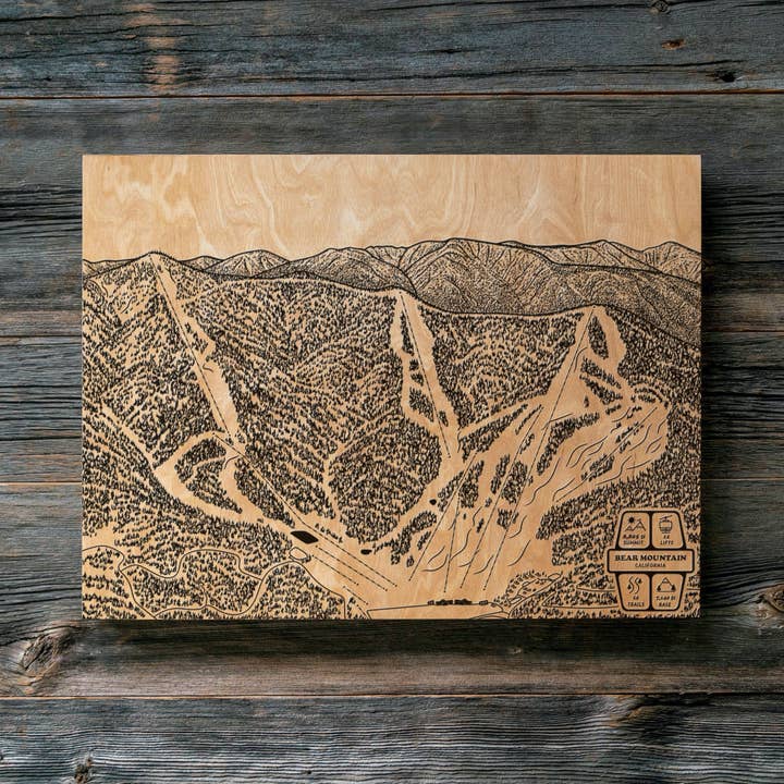 Bear Mountain, California Ski Trail Map for wholesale by Benoit's Design Co.