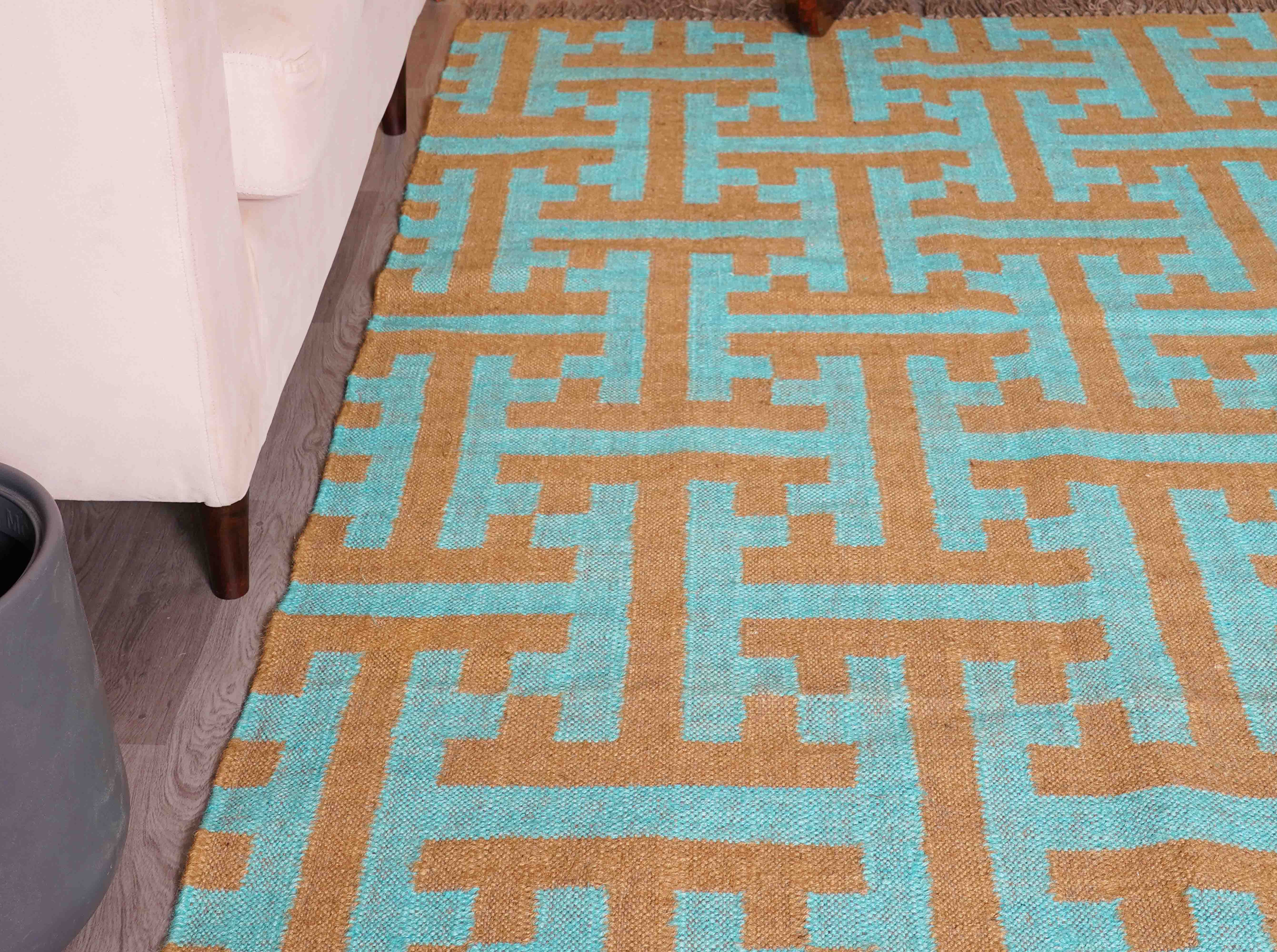 Chouhan Rugs - Wholesale Area Rug - Multicolor Handwoven Wool Jute Kilim Rug Vinatge Jute Rug 2