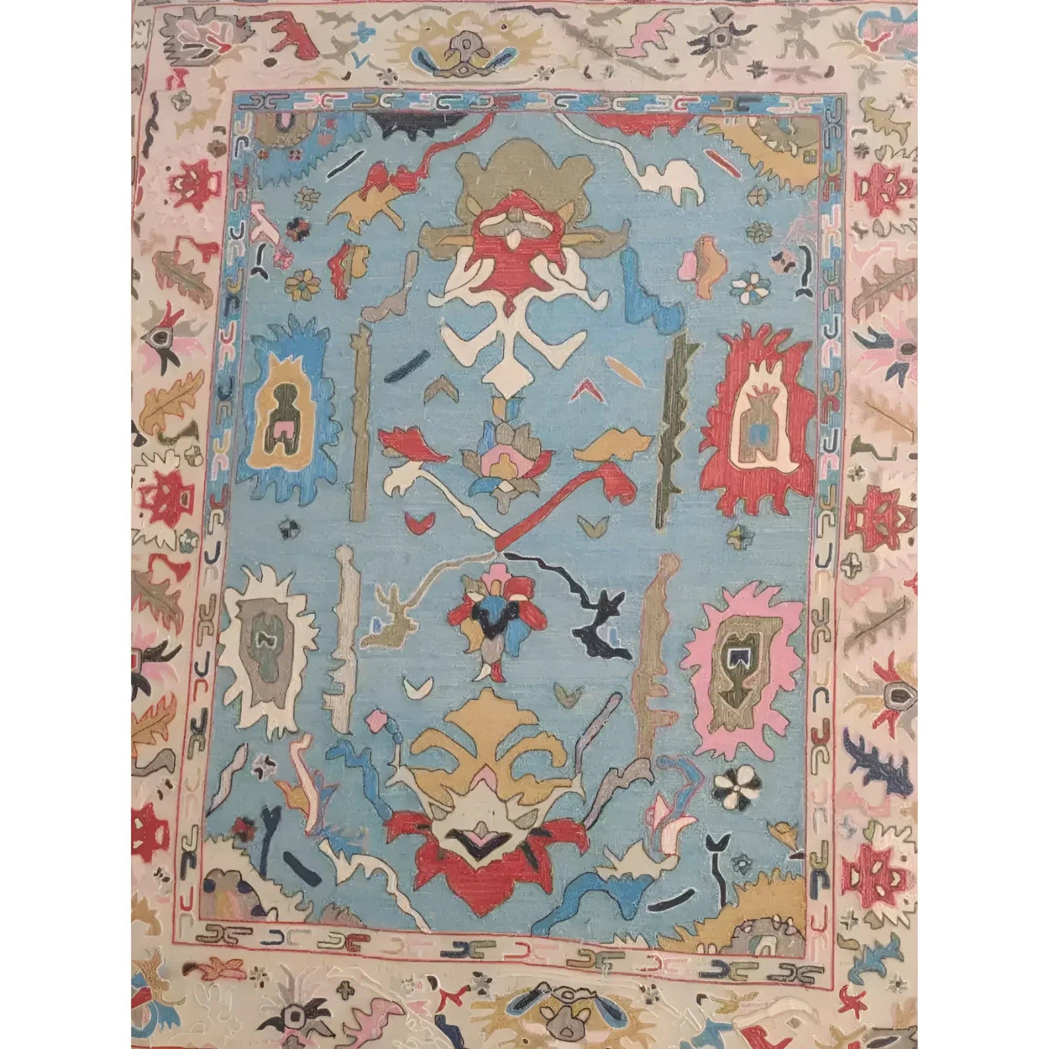 Maia Homes - Vente Tapis - Tapis en laine tufté à la main floral traditionnel - Bleu6