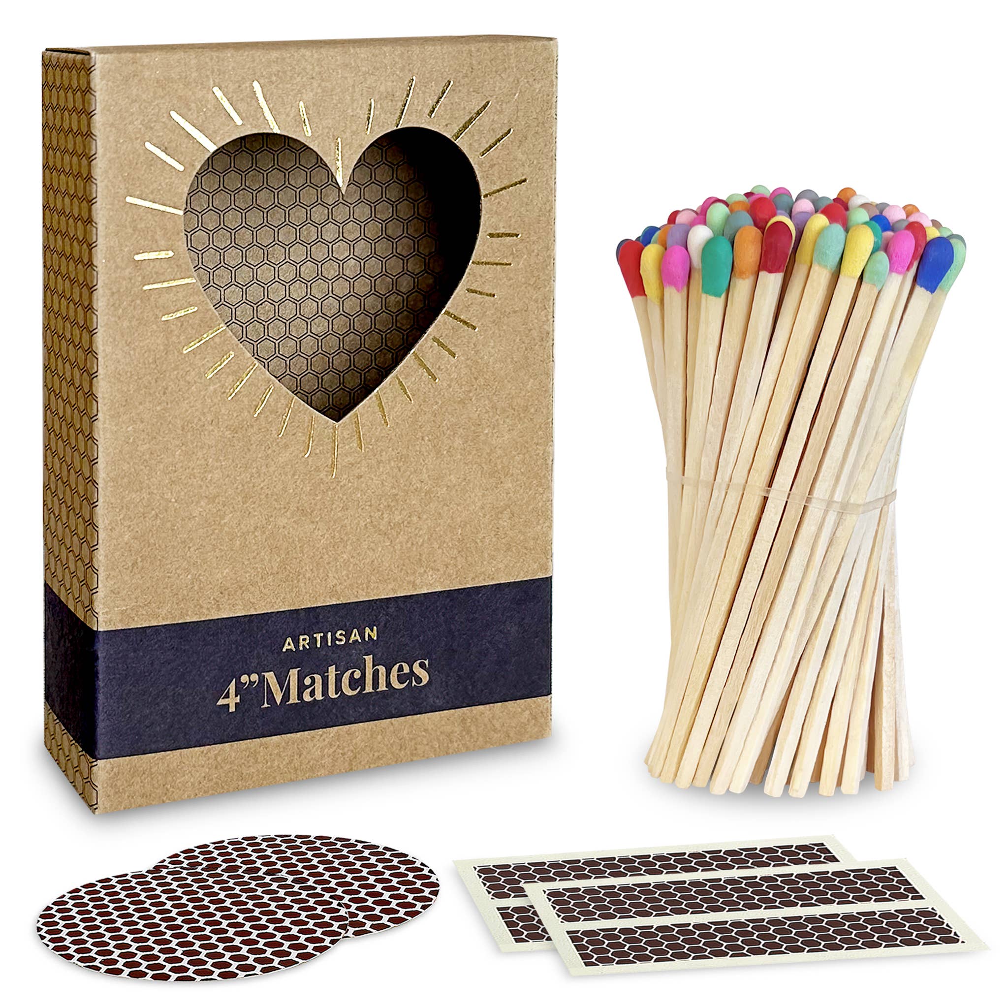 Thankful Greetings - Wholesale Matches - 4" Refill Matches - Colors of Your Choice + Striker Stickers36