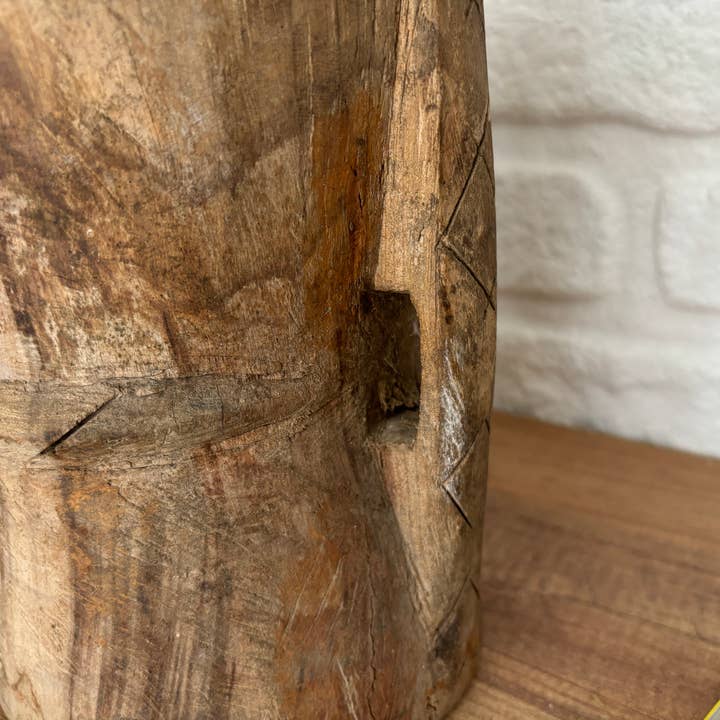 Rustic Remnents - Wholesale Mortar & Pestle - Antique Wood Mortar and Pestle, Large Heavy Solid Mortar