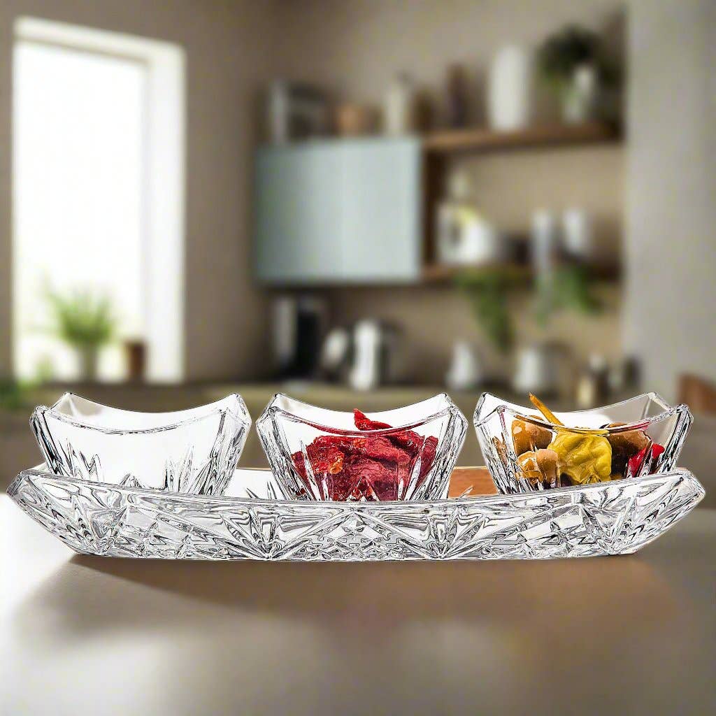 Godinger - Wholesale Appetizer Serveware - Dublin Square 4 Piece Appetizer Server2
