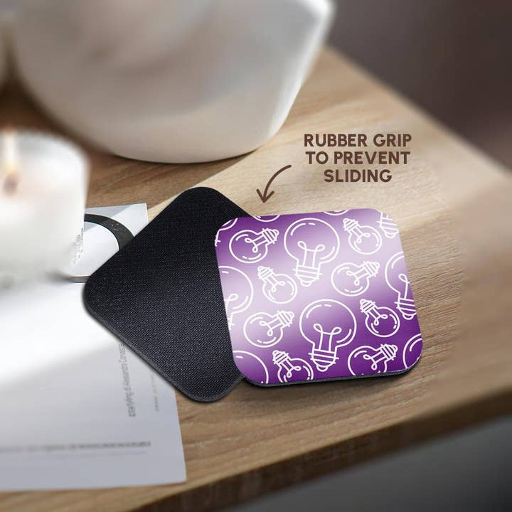 3dRose - Wholesale Coasters - 3dRose, Modern Purple and White Light Bulb Pattern, Coaster10