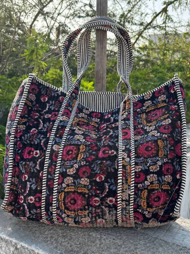 Bolsa de mercado Bolsa de viaje Bolsa de terciopelo Bolsa acolchada Bolsas con estampado floral para venta al por mayor de GYPSY STUDIO