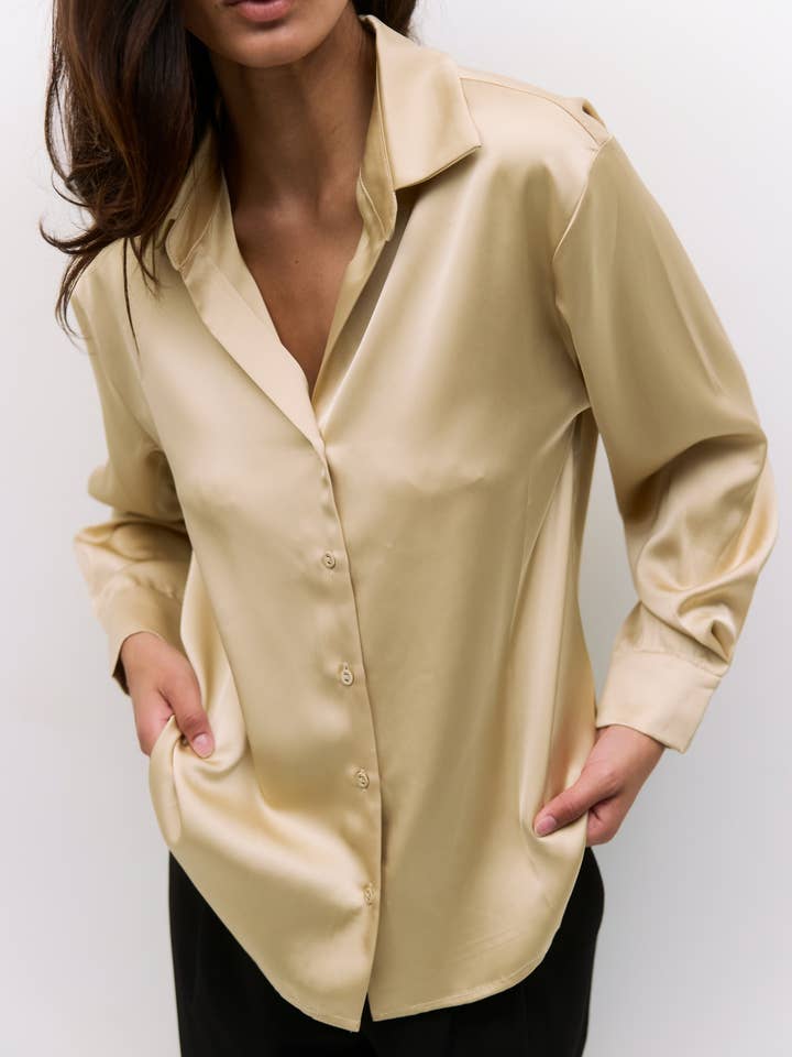 MOD REF - Wholesale Blouse - Women's - The Irina Top | Satin Long Sleeve Blouse10