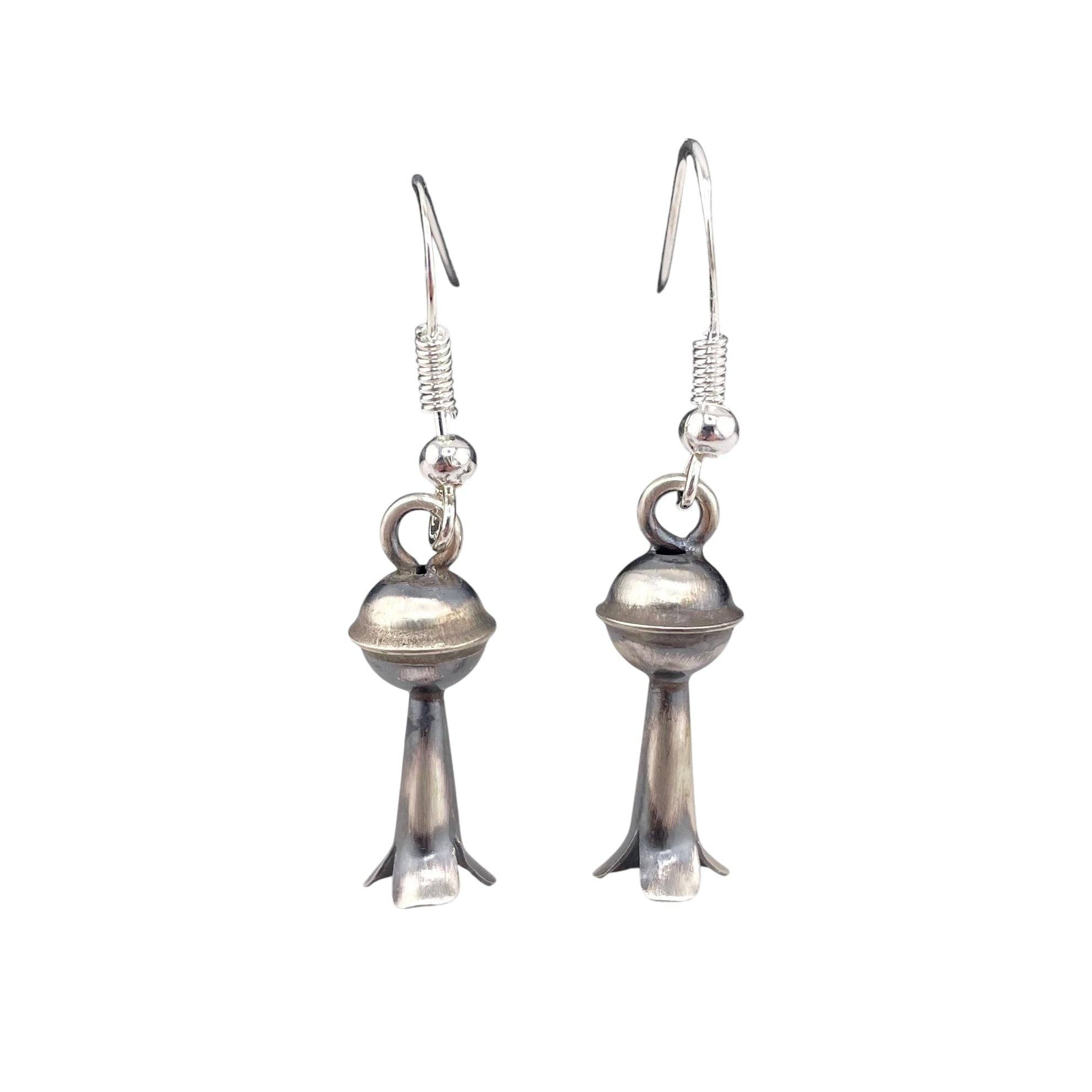 Select Lines - Wholesale Dangle Earrings - Lenora Garcia Sterling Silver Navajo Squash Blossom Short Dangle Earrings0