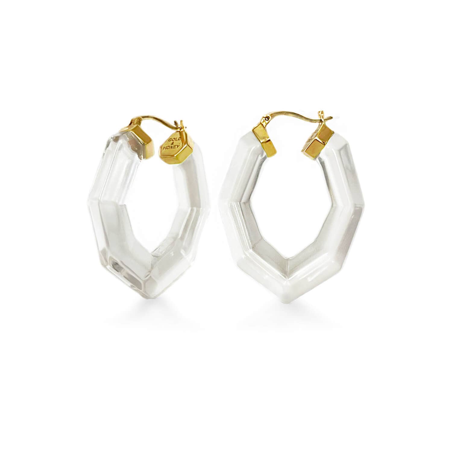 Gold & Honey - Vendita all'ingrosso Orecchini a cerchio - Cerchio trasparente a forma di pera da 3,8 cm5