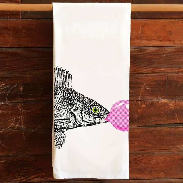 Bubba Fish Kitchen Tea Towel Flour Sack Cotton for wholesale by katzpajamas