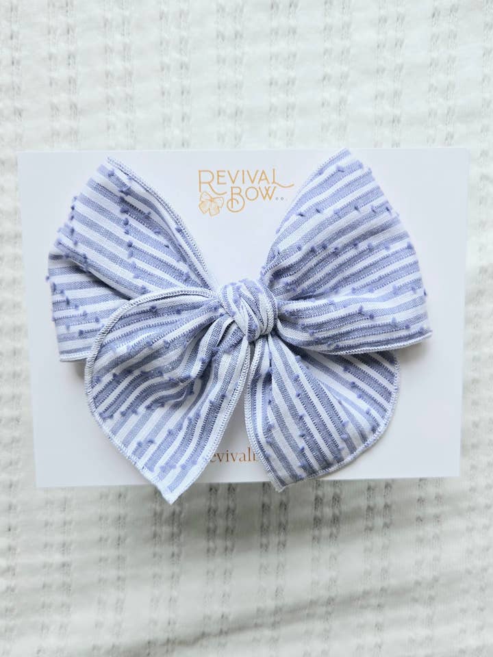 Lazo de mesa con clip • Rayas y puntos azules para venta al por mayor de Revival Bow Co.