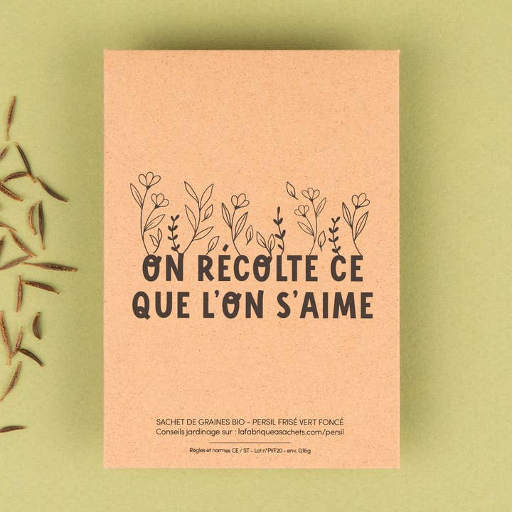 Du skördar vad du älskar - Persilja Seed Bag för wholesale av La Fabrique à Sachets
