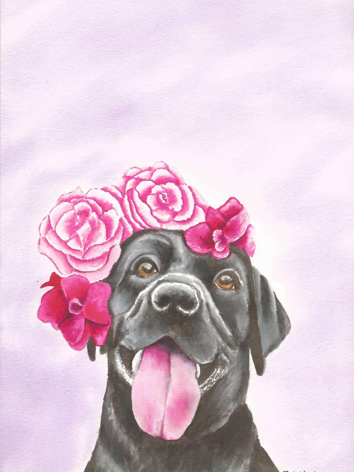Black Lab Dog Flowers for wholesale by Laughing Corgi Press