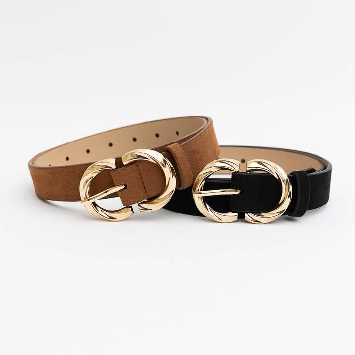 Leto Accessories - Wholesale Belt - Women's - Double C Shaped Buckle Suede Belt ♾️4