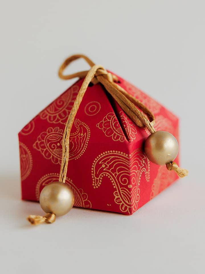 Red Mini Paisley Gift Box for wholesale by Decorasian