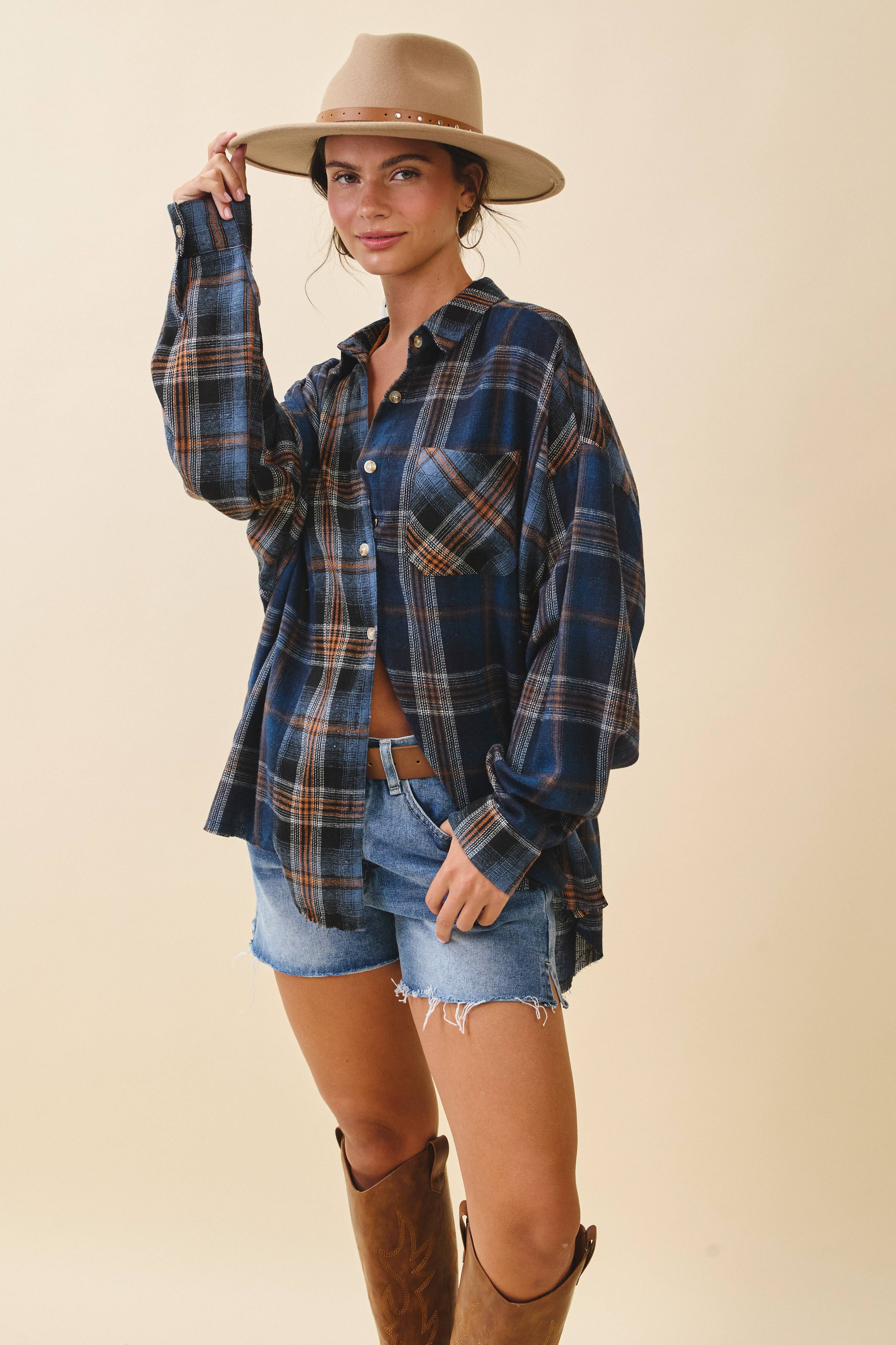 AEMI + CO - Wholesale Button Down Shirt - Women's - 8376EN Kambrie Plaid Flannel Shirt15