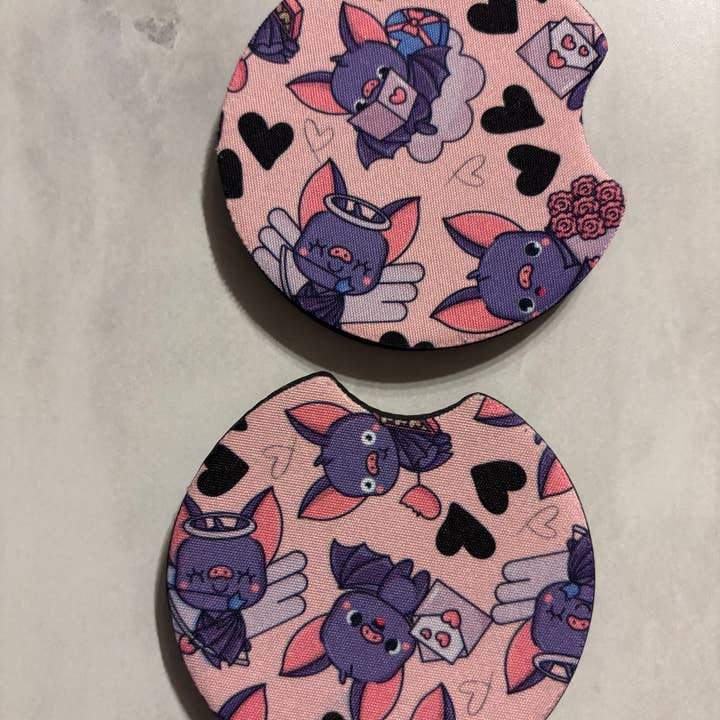 Dessous de verre pour voiture avec des chauves-souris de Valloween ! Effrayant et mignon pour la vente par The Pumpkin Empress