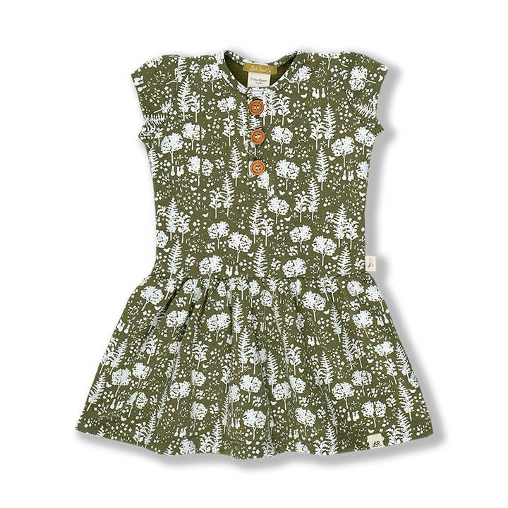 Bomuldhale Print Kortærmet Peplum Kjole for engroshandel hos Little Road Co.