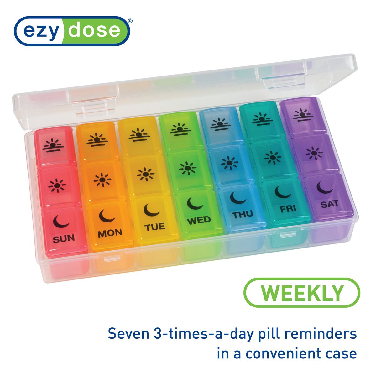 Apothecary Products LLC - Wholesale Pill Organizer - Ezy Dose Weekly 3x/Day Pill Planner, Rainbow1