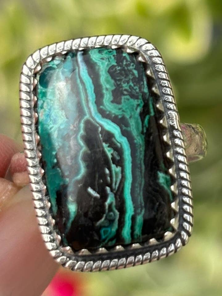 Malachite Chrysocolla Ring size 8 for wholesale by Wild Peonies Xo