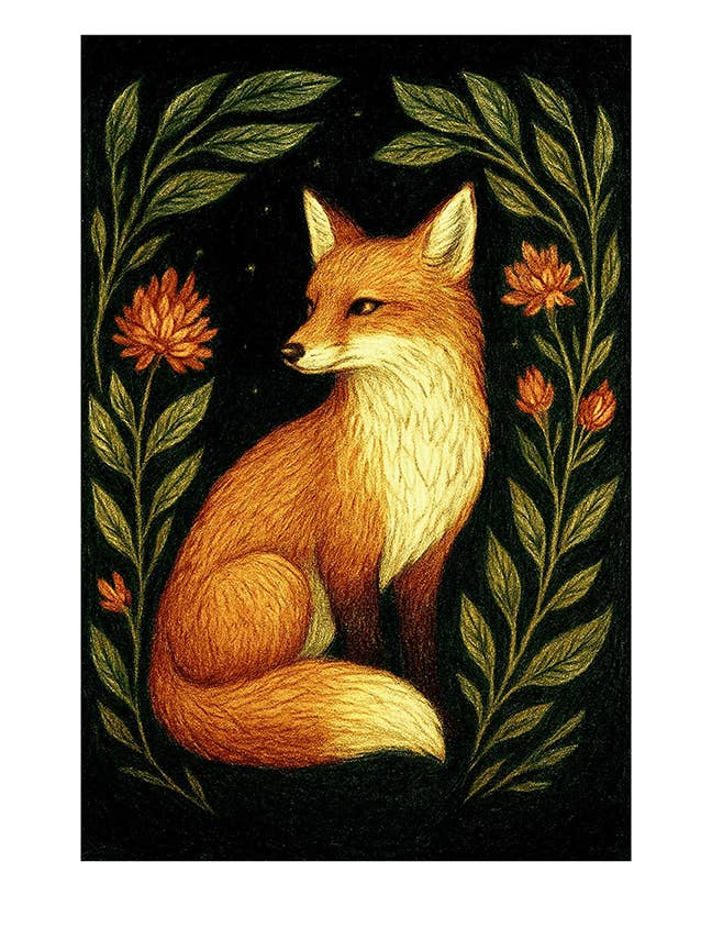 Whimsical Animal Art Print, Forest Fox, 9x13 for wholesale by Thistle and Tale Press