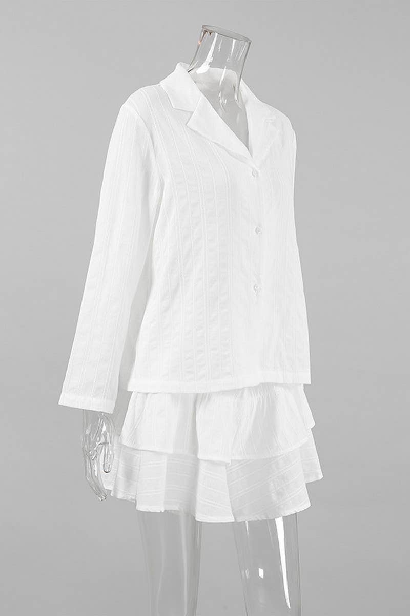 WHITE CWSPJ0175_LONG-SLEEVED SHORTS PAJAMAS AND HOME WEAR SET for wholesale on Faire3