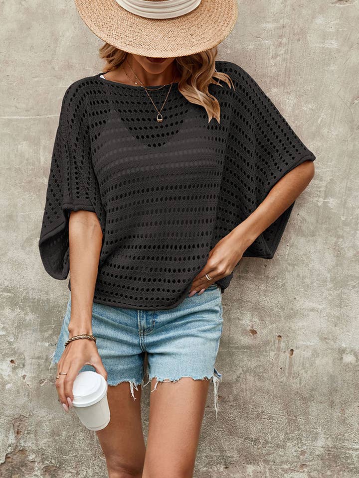 Wholesalesir - Wholesale Knit top – Women's - Hollow Out Fashionable Short Sleeved Knitted Top2
