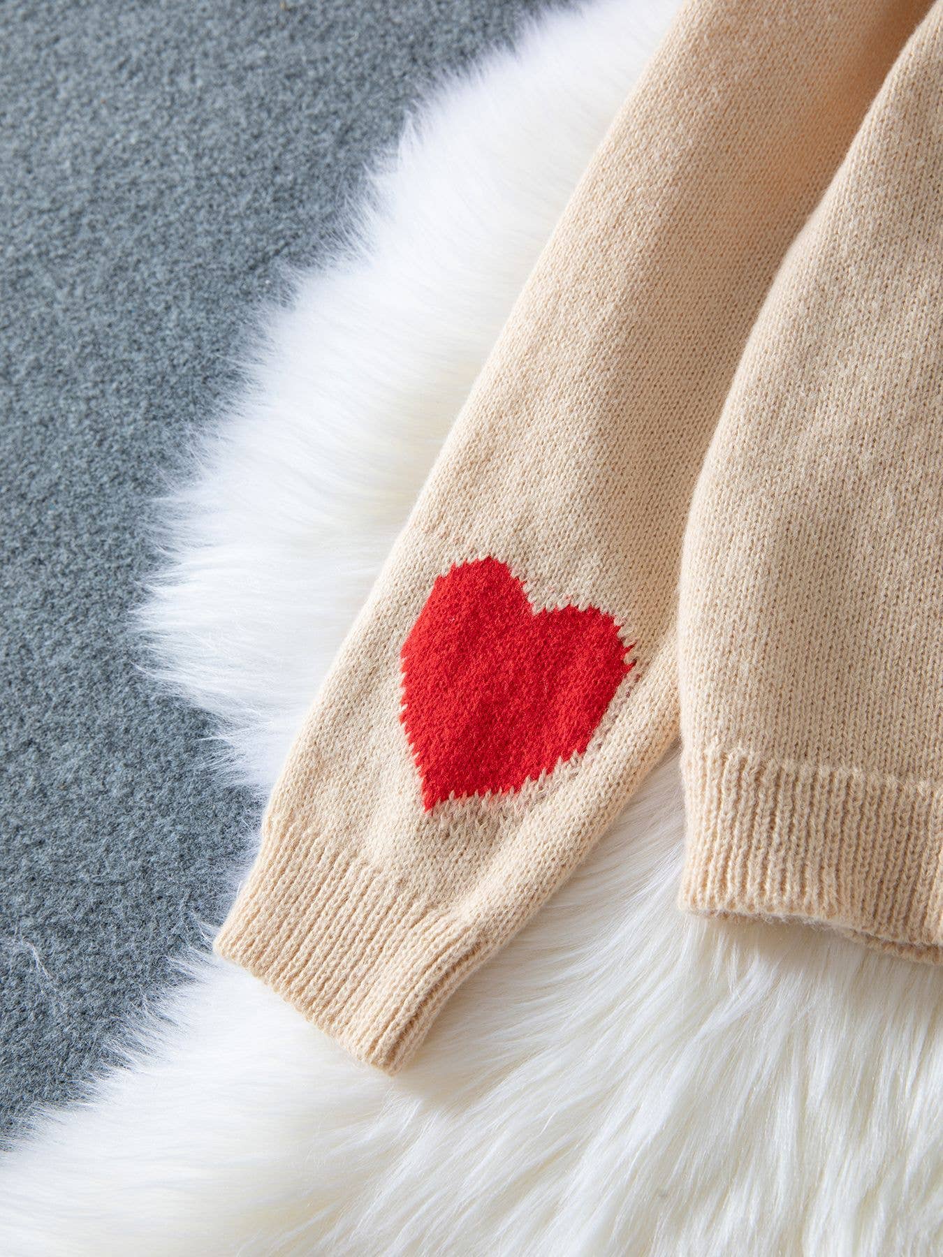 sand Honey Love Red heart pattern tie front knit cardigan sweater for wholesale on Faire3