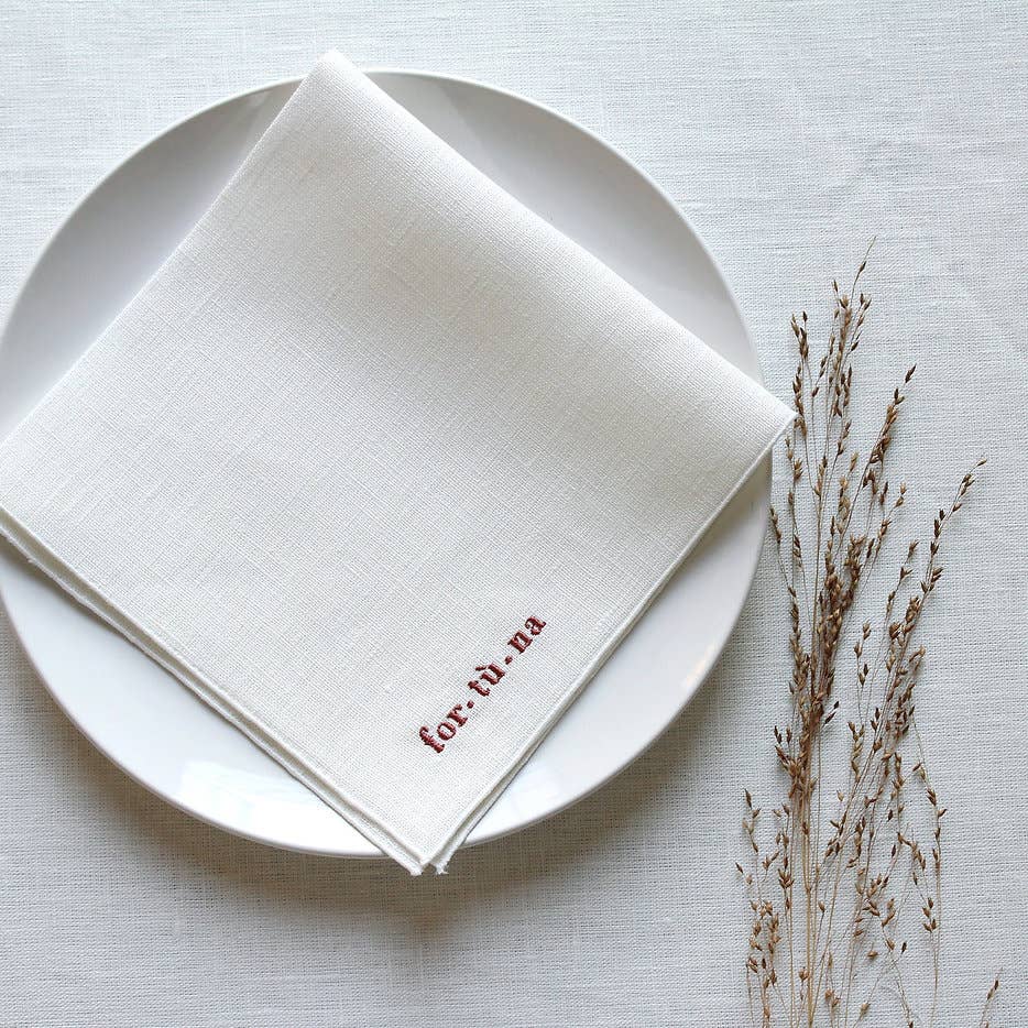 White PENSIERI pure linen napkin for wholesale on Faire0