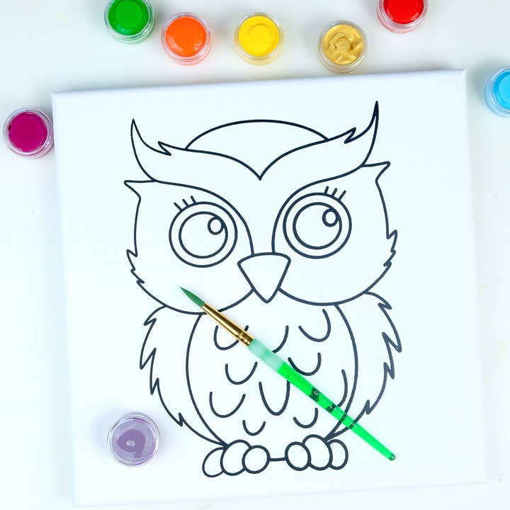 Twirling Bird Creative - Wholesale DIY Craft Kit - Kids - Canvas Painting Kit - Owl2