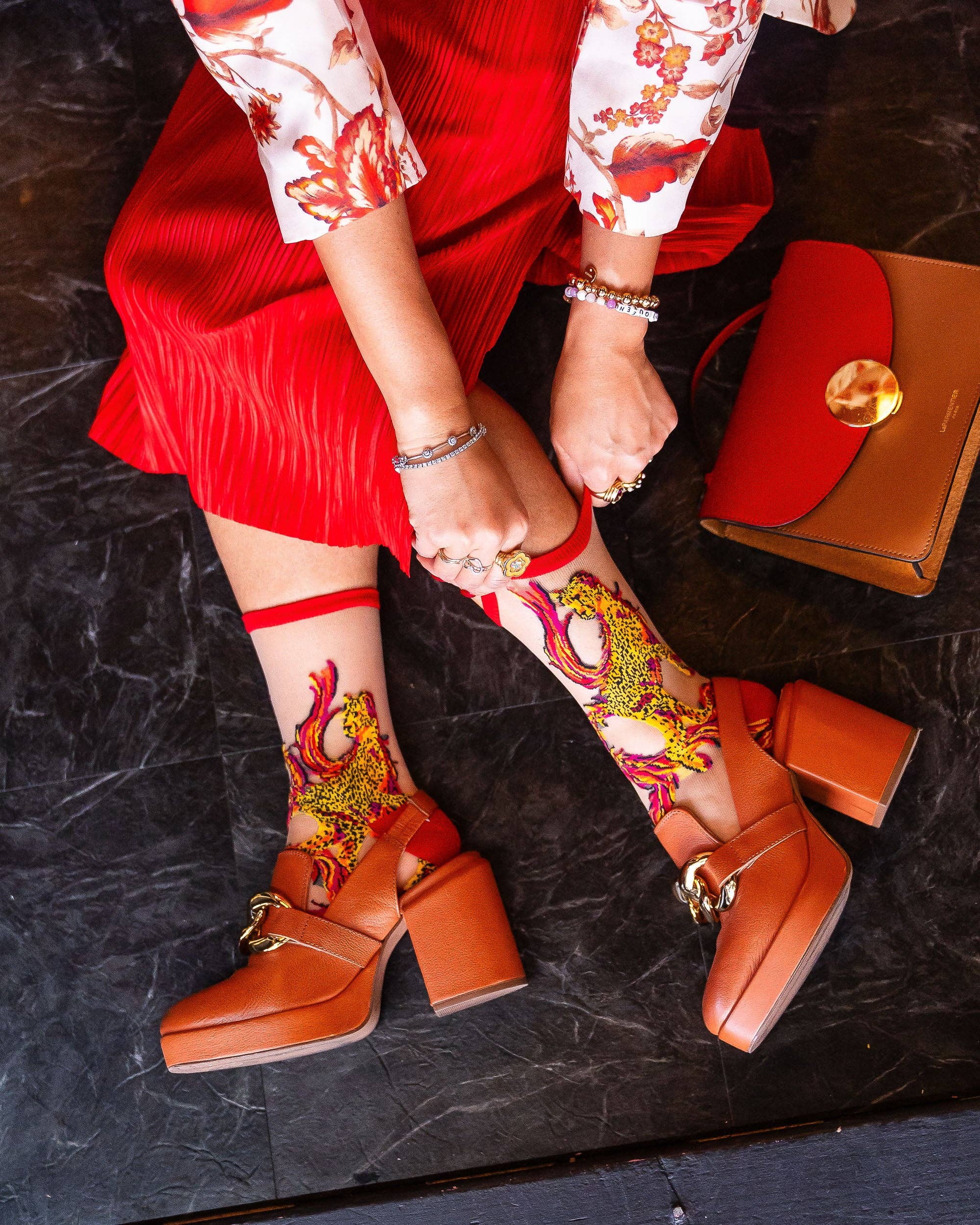 Sock Candy – wholesale Strumpor - Dam – Flaming Cheetah Sheer Crew-strumpa2