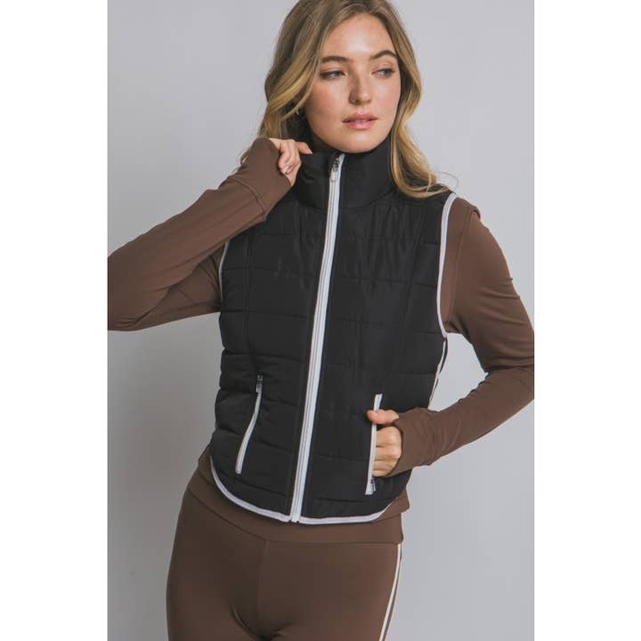 Contrast Trim Sleeveless Packable Vest for wholesale by BNS