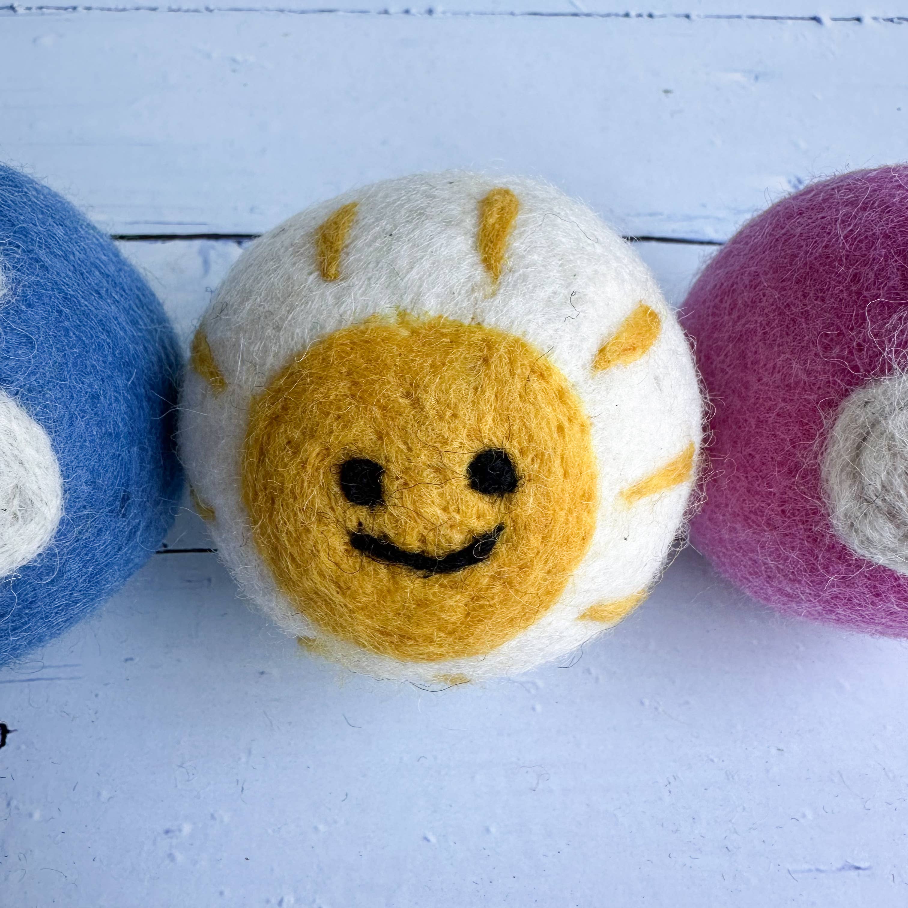 Sewing Seeds Play - Wholesale Dryer balls - Sunny Days Design Felt Dryer Ball - Set Of 3 2