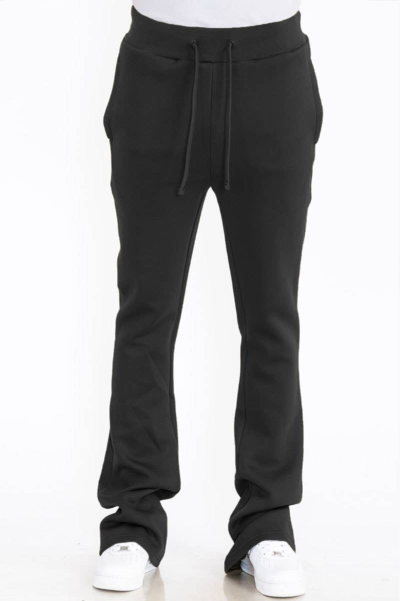 WEIV - Wholesale Athletic Sweatpants/Joggers - Men's - Mens Solid Fleece Flare Stacked PANTS3