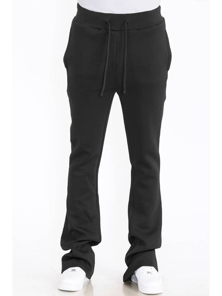 WEIV - Wholesale Athletic Sweatpants/Joggers - Men's - Mens Solid Fleece Flare Stacked PANTS10