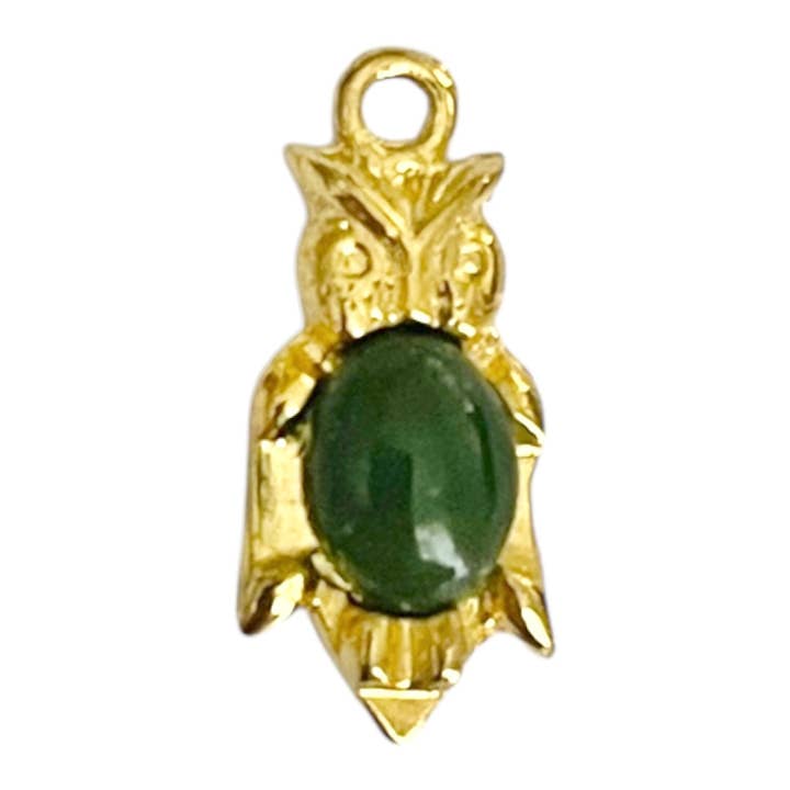 Single Charm - Green Stone Belly Owl for wholesale by The Sage Vintage
