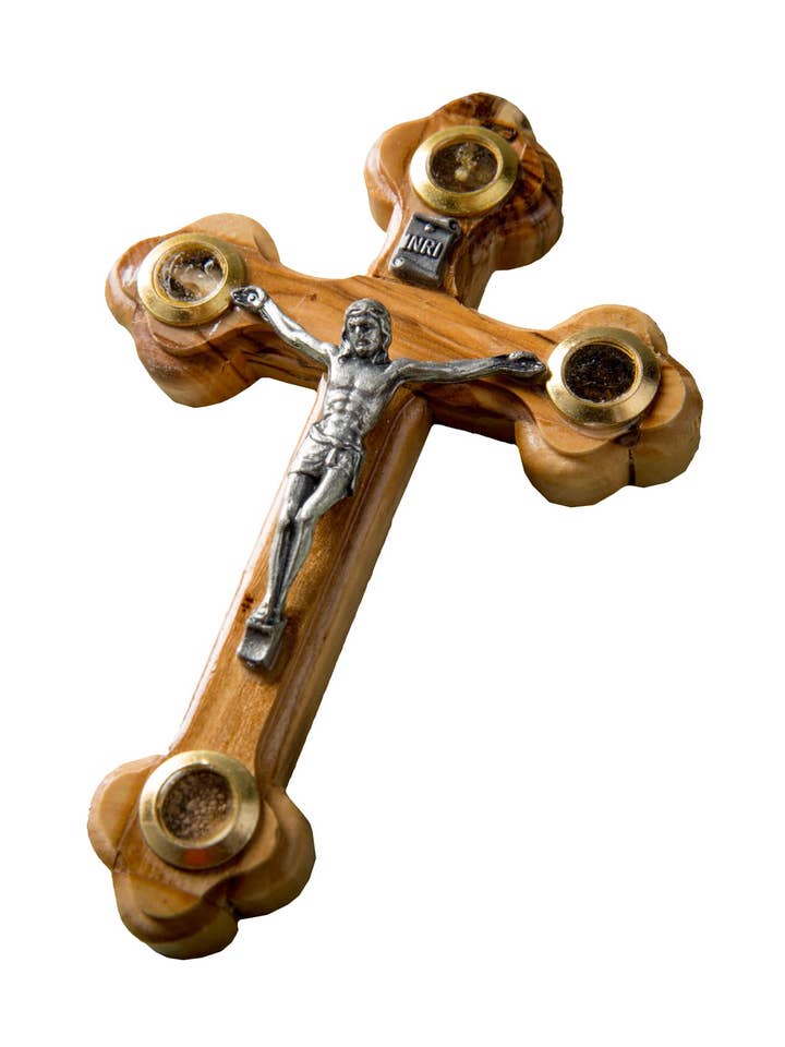 Orthodox Crucifix with glass windows - 5" for wholesale by Earthwood