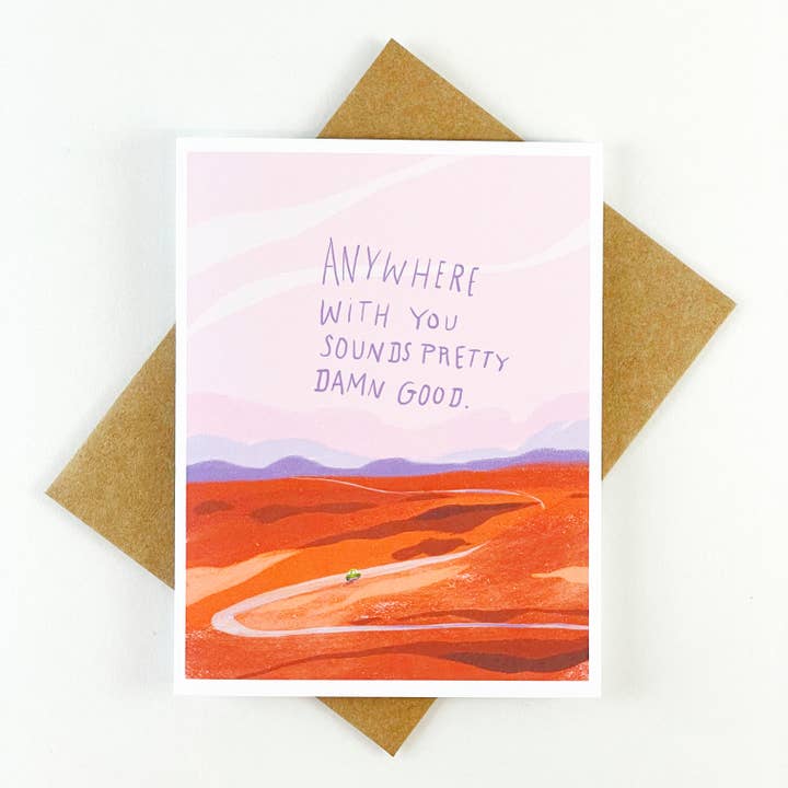 Anywhere With You Road Trip Greeting Card for wholesale by Kendra Lee Miller Art