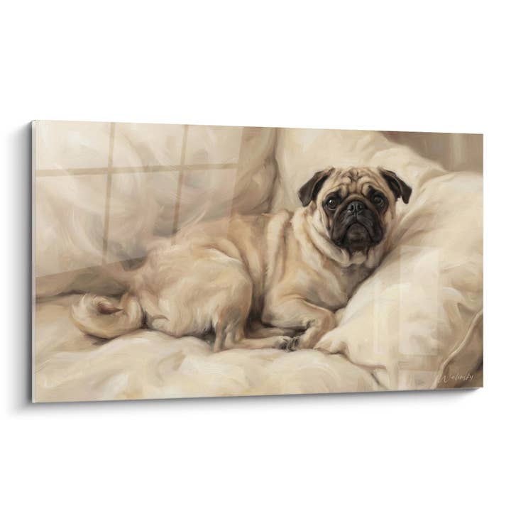 Pug Lying on Beige Sheets - Morning Softness - Pug Edition for wholesale by Walensky